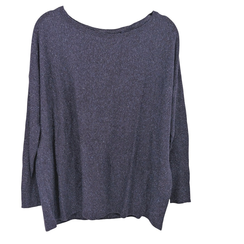 Eileen Fisher Sweater XS Purple Wool Silk Blend Speckled Boxy Knit Lightweight